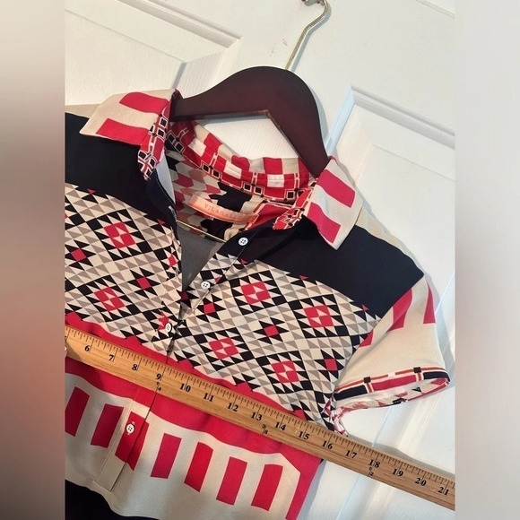 VILAGALLO Spanish Silk Stretch Horizontal Print Shirt Dress Sz 38 US 6 NEW COND - Picture 7 of 16